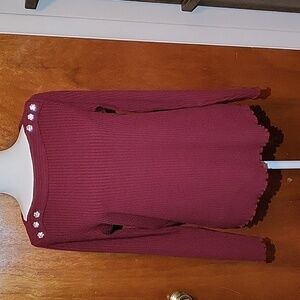 Rafaella Maroon Ribbed Jeweled Polyester Blend Womens Size‎ Meduim